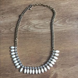 J. Crew White Ceramic & Crystal Collar Necklace